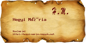 Hegyi Mária névjegykártya